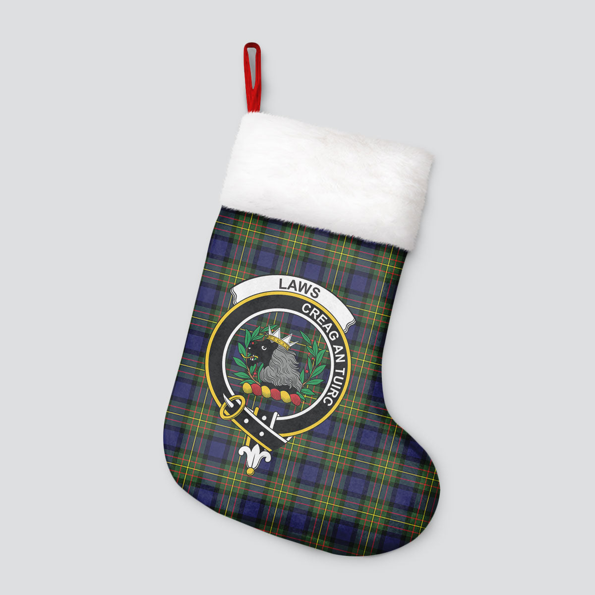 Clan Laws Tartan Crest Christmas Stocking EU46 Laws Tartan Tartan Stocking   