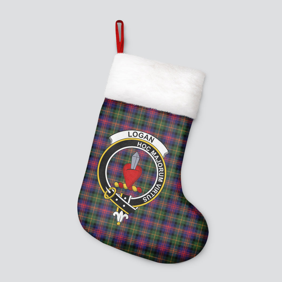 Clan Logan Modern Tartan Crest Christmas Stocking XZ39 Logan Modern Tartan Tartan Stocking   