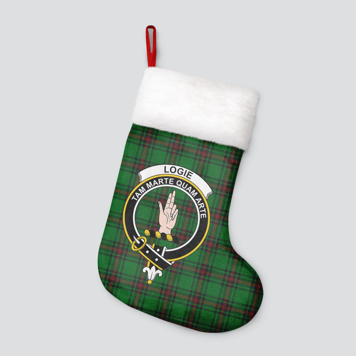 Clan Logie Tartan Crest Christmas Stocking KH74 Logie Tartan Tartan Stocking   