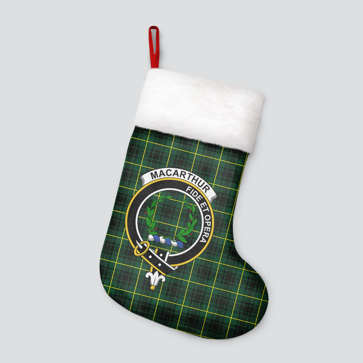 Clan MacArthur Modern Tartan Crest Christmas Stocking QA59 MacArthur Modern Tartan Tartan Stocking   