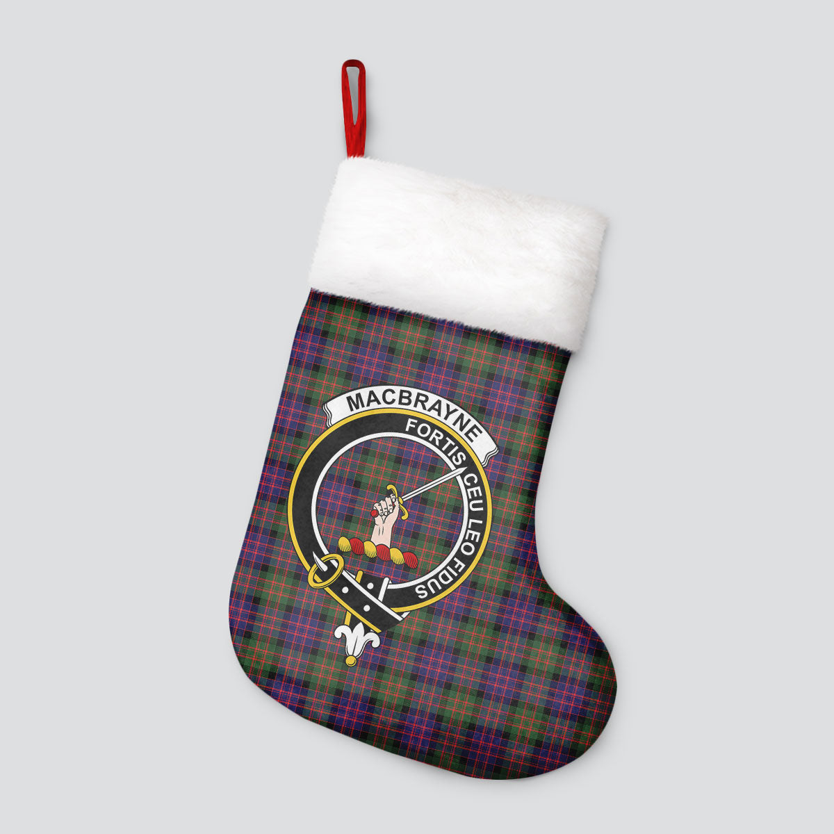 Clan MacBrayne Tartan Crest Christmas Stocking LG12 MacBrayne Tartan Tartan Stocking   