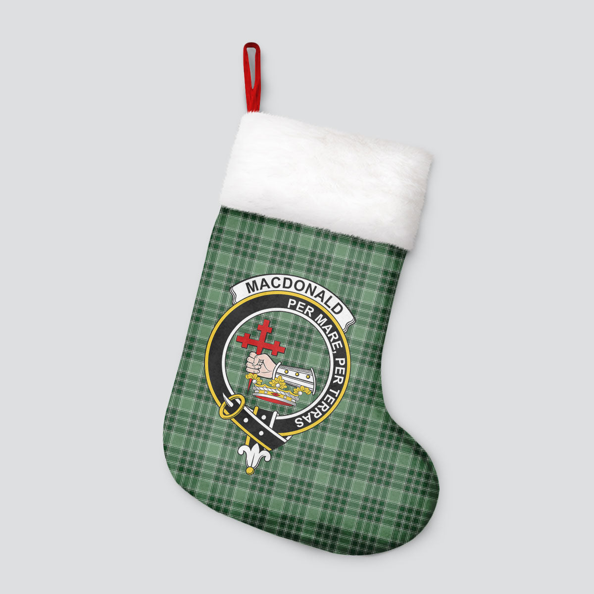 Clan MacDonald Lord of the Isles Hunting Tartan Crest Christmas Stocking XQ56 MacDonald Lord of the Isles Hunting Tartan Tartan Stocking   