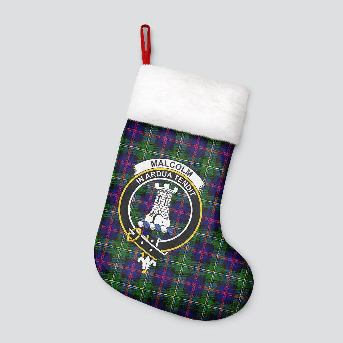 Clan Malcolm Tartan Crest Christmas Stocking NS74 Malcolm Tartan Tartan Stocking   