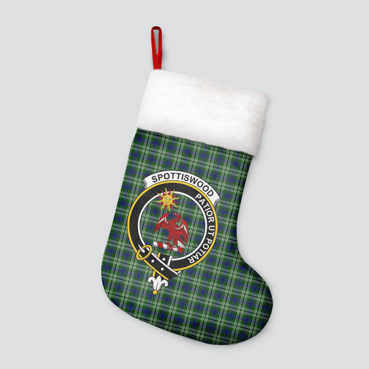 Clan Spottiswood Tartan Crest Christmas Stocking TR63 Spottiswood Tartan Tartan Stocking   