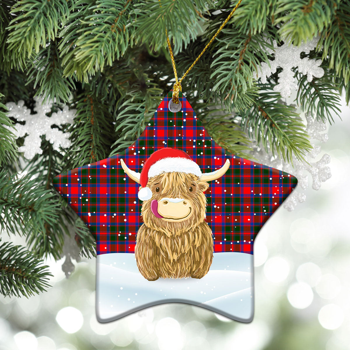 Clan Carrick District Tartan Christmas Ceramic Ornament Highland Cows Style JZ23 Carrick District Tartan Tartan Ornament   