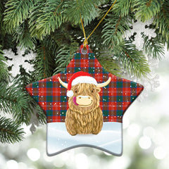 Clan Chisholm Ancient Tartan Christmas Ceramic Ornament Highland Cows Style RD33 Chisholm Ancient Tartan Tartan Ornament   