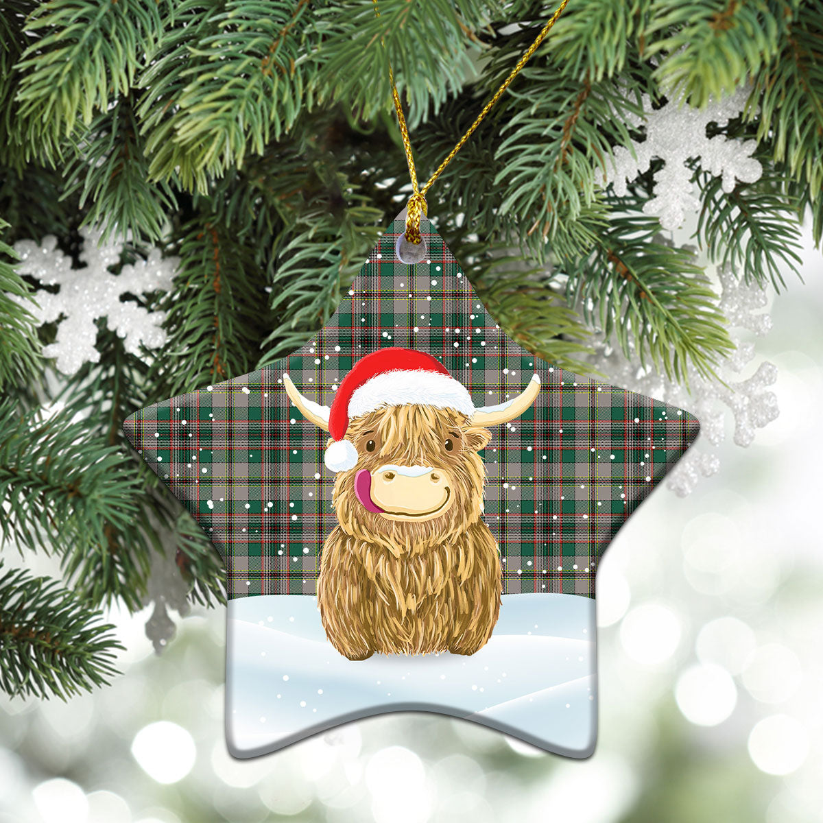 Clan Craig Ancient Tartan Christmas Ceramic Ornament Highland Cows Style IQ92 Craig Ancient Tartan Tartan Ornament   