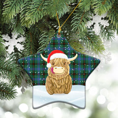 Clan Davidson Ancient Tartan Christmas Ceramic Ornament Highland Cows Style OH25 Davidson Ancient Tartan Tartan Ornament   