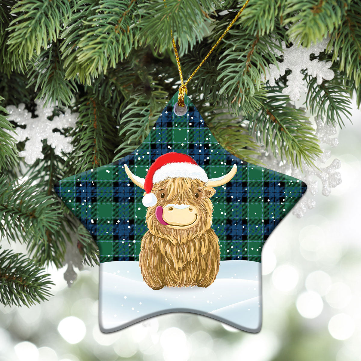 Clan Graham of Menteith Ancient Tartan Christmas Ceramic Ornament Highland Cows Style XZ39 Graham of Menteith Ancient Tartan Tartan Ornament   