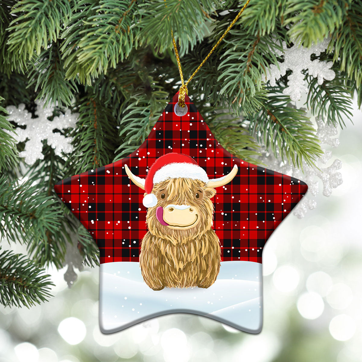 Clan Hogg Tartan Christmas Ceramic Ornament Highland Cows Style LS21 Hogg Tartan Tartan Ornament   