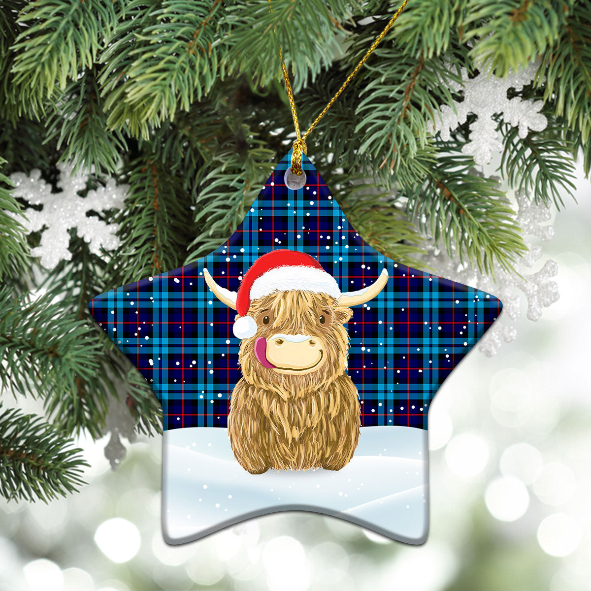 Clan MacCorquodale Tartan Christmas Ceramic Ornament Highland Cows Style XN76 MacCorquodale Tartan Tartan Ornament   