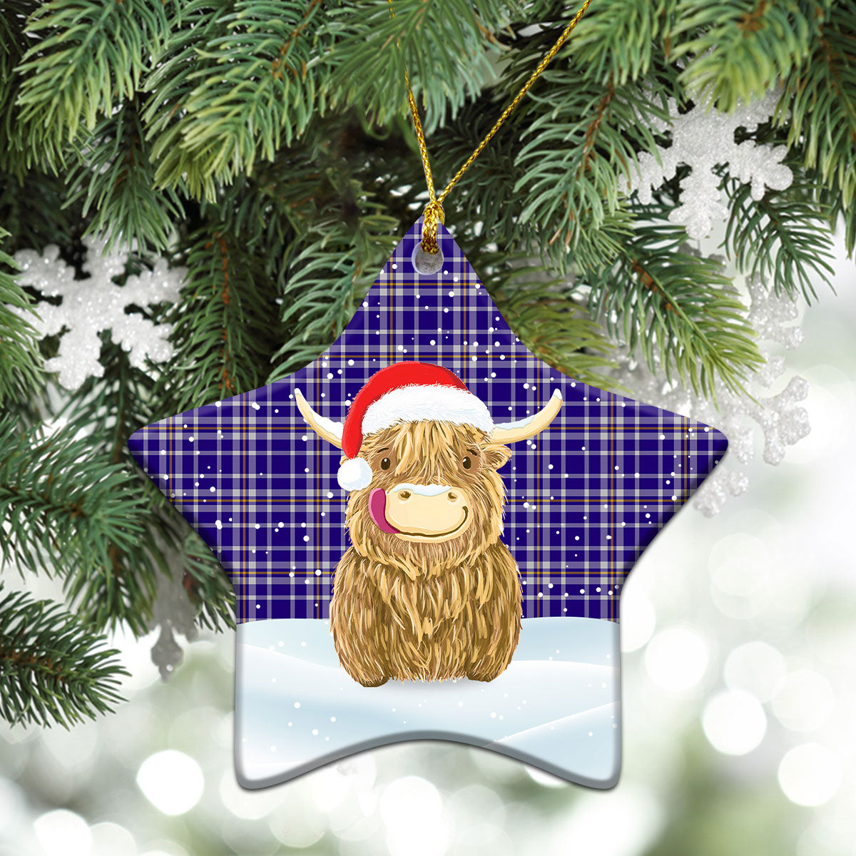 Clan Ochterlony Tartan Christmas Ceramic Ornament Highland Cows Style II41 Ochterlony Tartan Tartan Ornament   