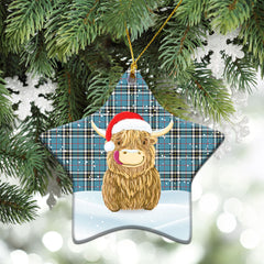 Clan Thomson Blue Tartan Christmas Ceramic Ornament Highland Cows Style KP25 Thomson Blue Tartan Tartan Ornament   