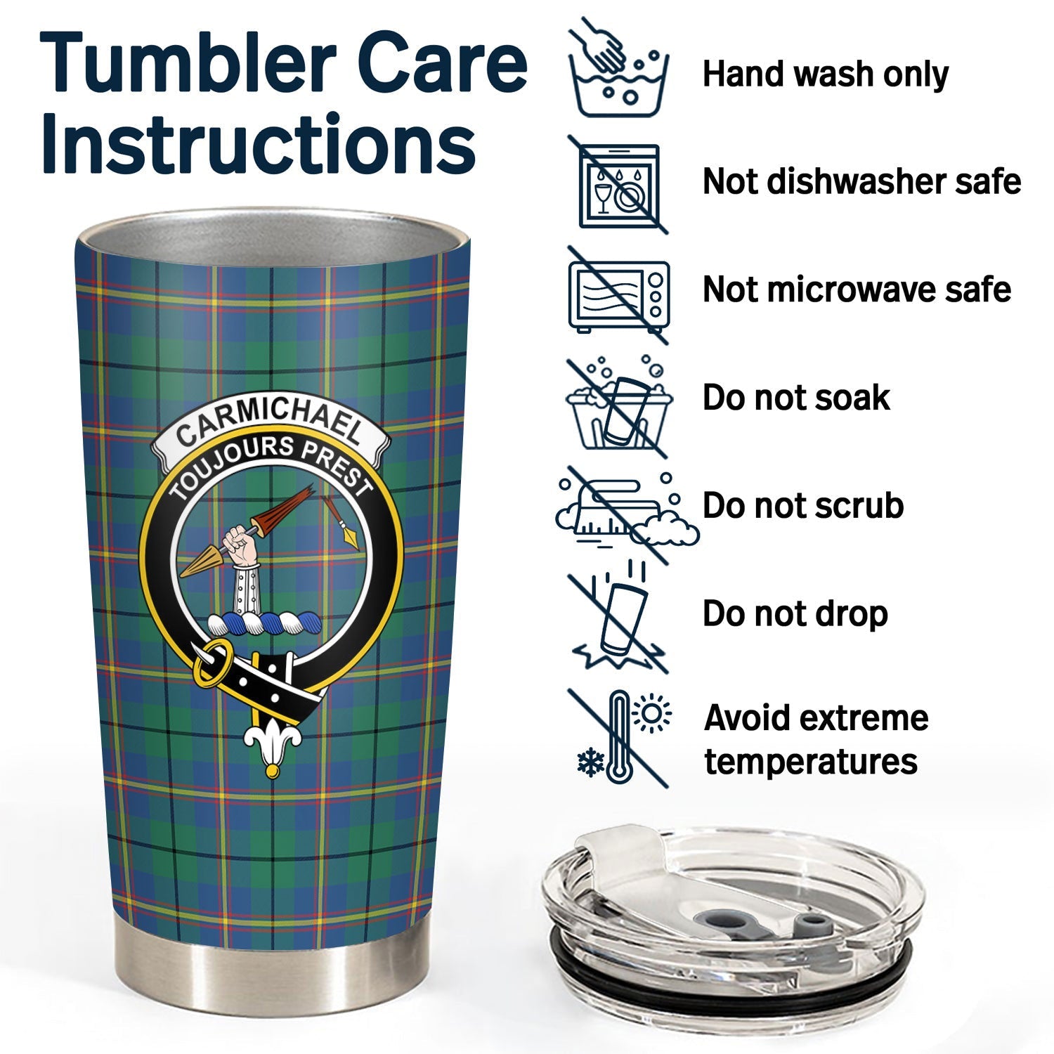 Clan Carmichael Ancient Tartan Crest Tumbler XL85 Clan Carmichael Tartan Today   