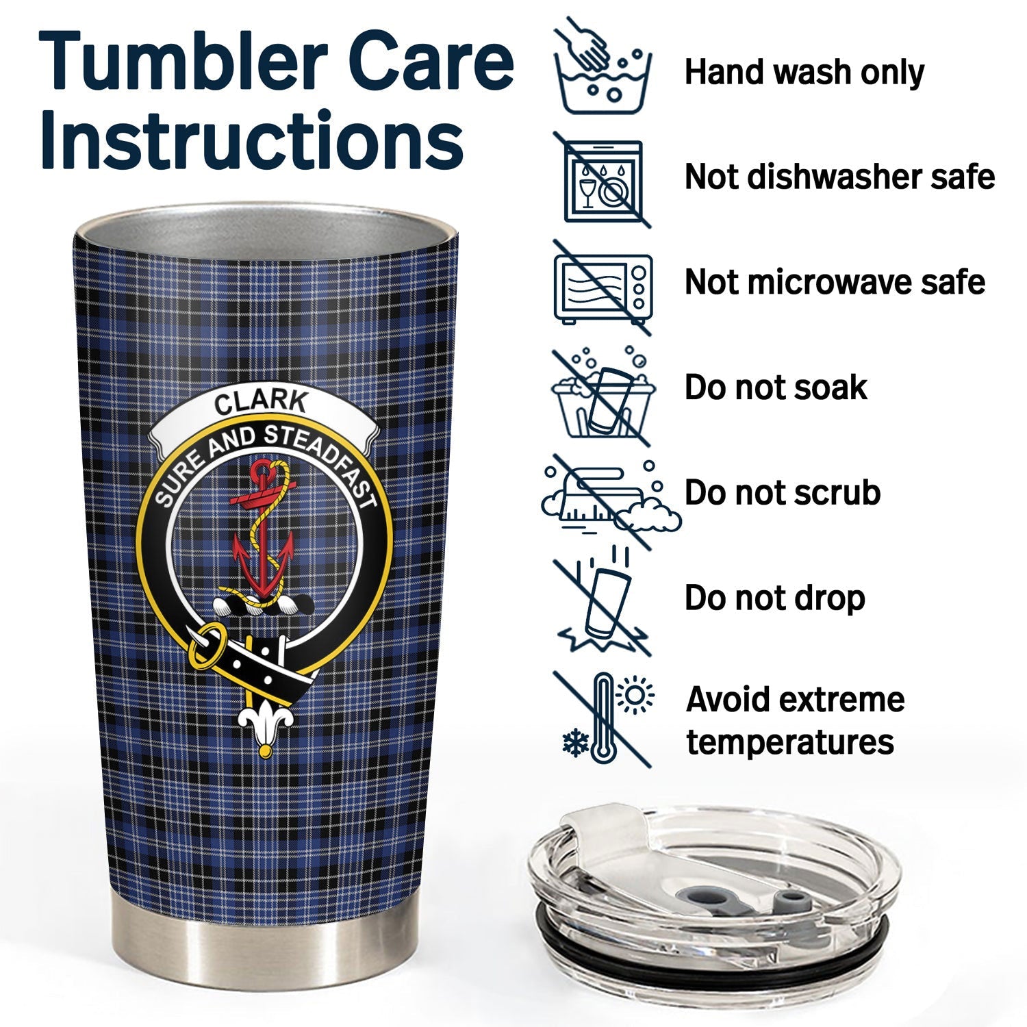 Clan Clark Modern Tartan Crest Tumbler ZN90 Clan Clark Tartan Today   