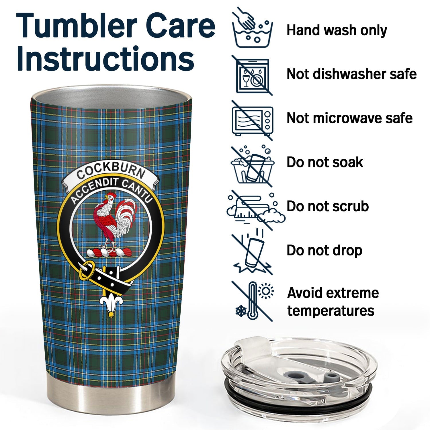 Clan Cockburn Modern Tartan Crest Tumbler HT92 Clan Cockburn Tartan Today   