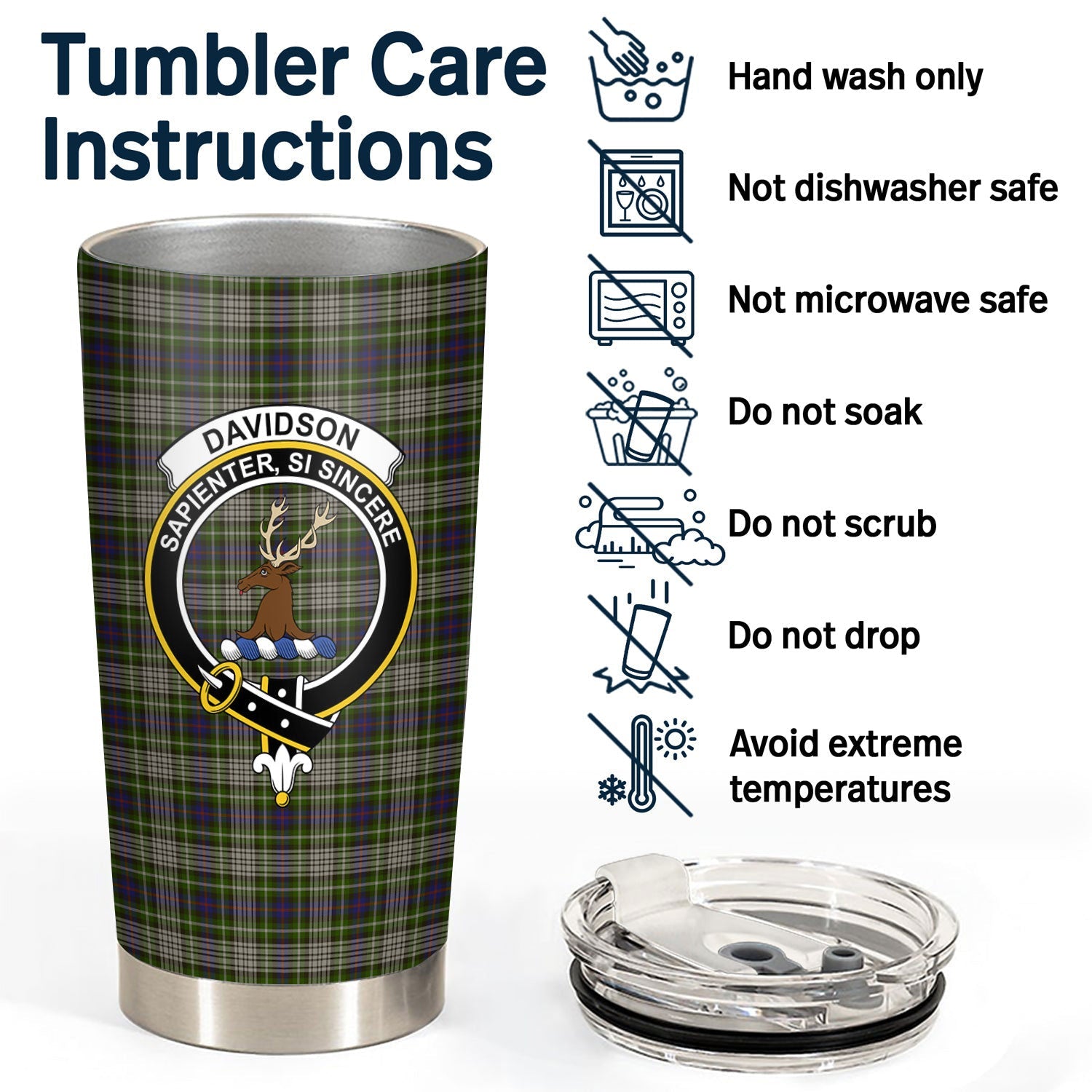 Clan Davidson Tulloch Dress Tartan Crest Tumbler HA61 Clan Davidson Tartan Today   