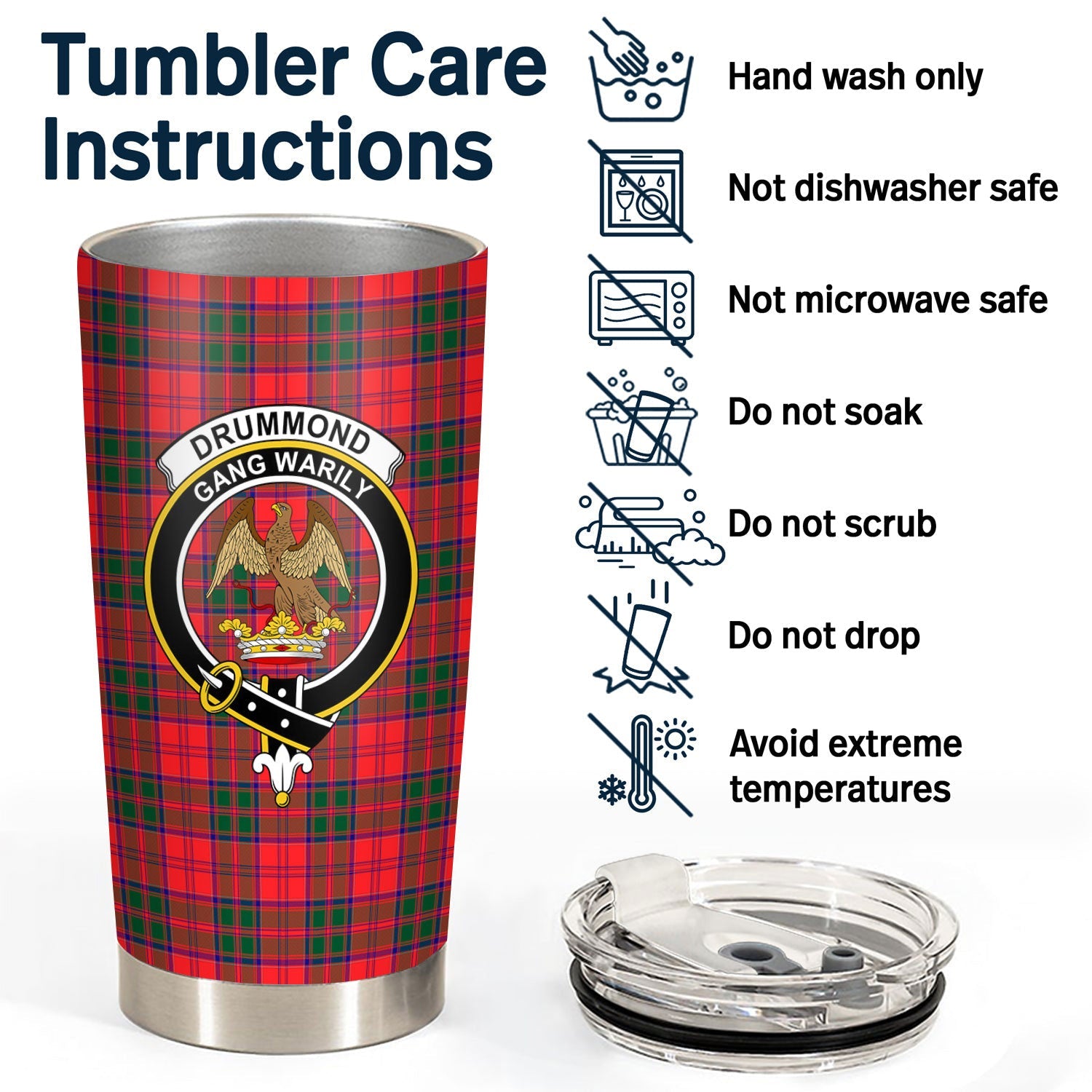 Clan Drummond Modern Tartan Crest Tumbler UX26 Clan Drummond Tartan Today   