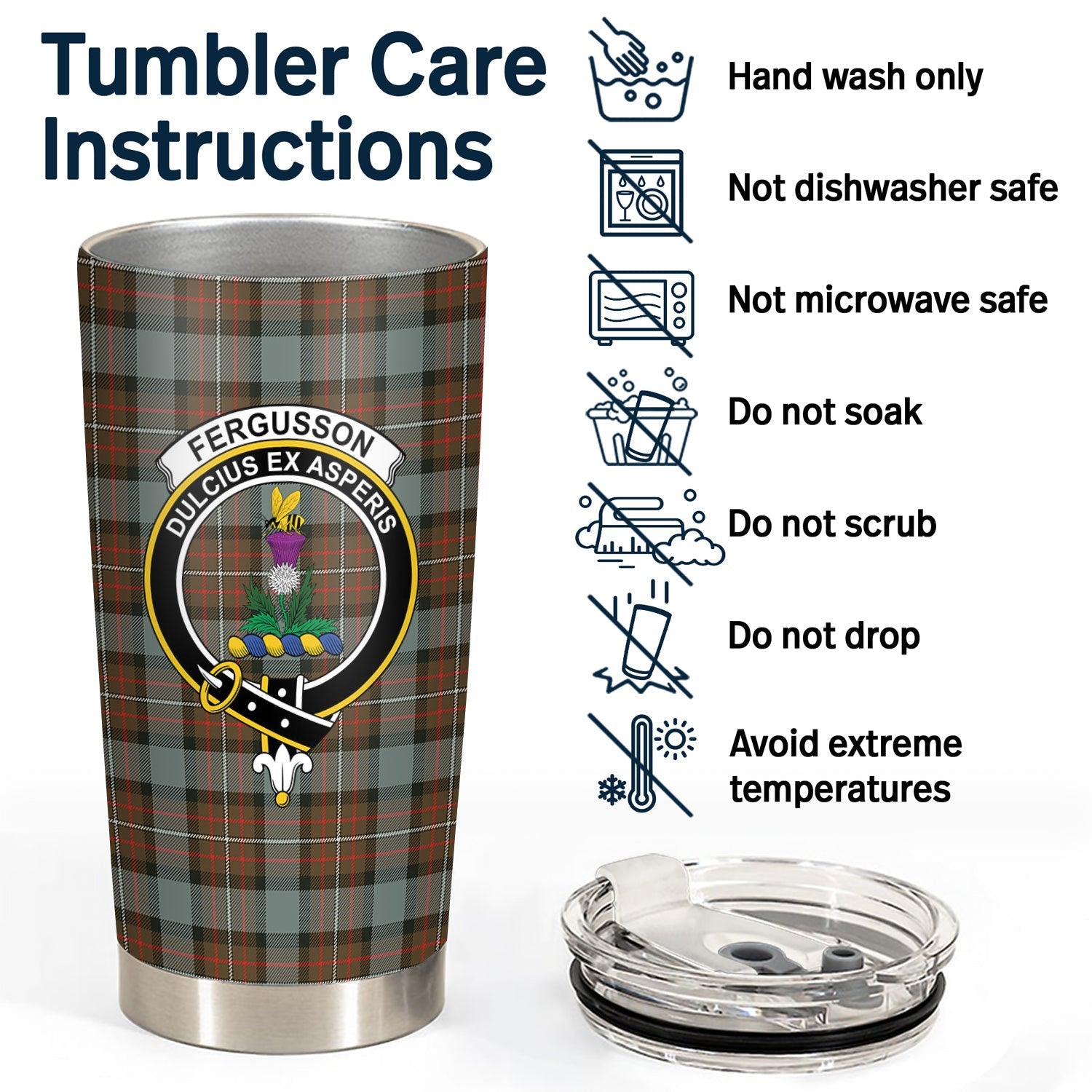 Clan Fergusson Weathered Tartan Crest Tumbler MF80 Clan Fergusson Tartan Today   