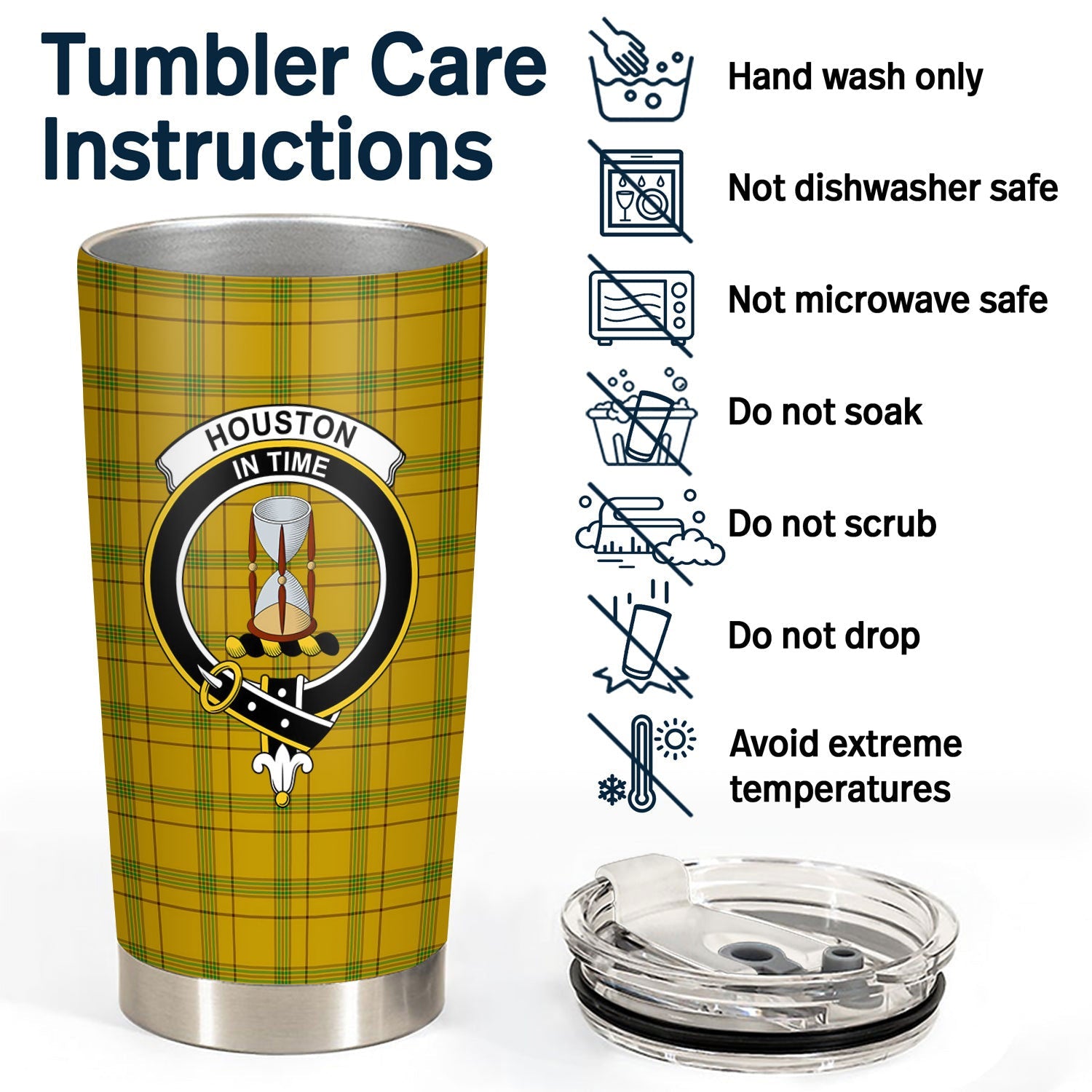 Clan Houston Tartan Crest Tumbler OC58 Clan Houston Tartan Today   