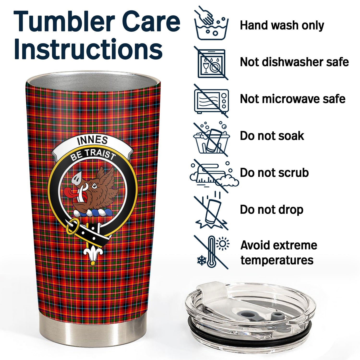 Clan Innes Modern Tartan Crest Tumbler UC23 Clan Innes Tartan Today   