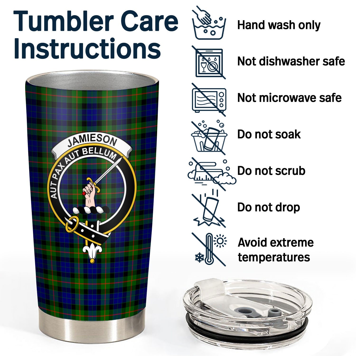 Clan Jamieson Tartan Crest Tumbler TI12 Clan Hall Tartan Today   