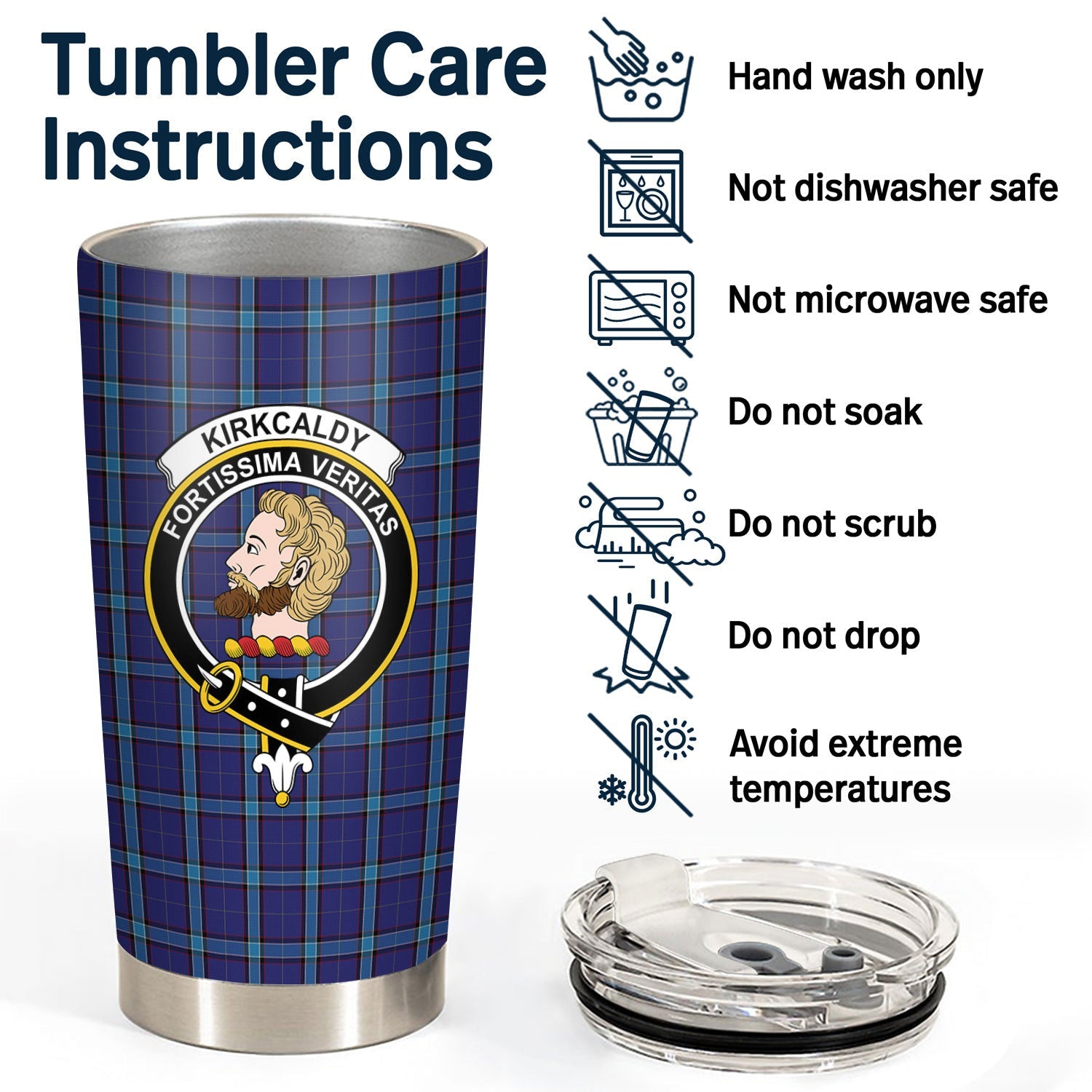 Clan Kirkcaldy Tartan Crest Tumbler CC11 Clan Kirk Tartan Today   