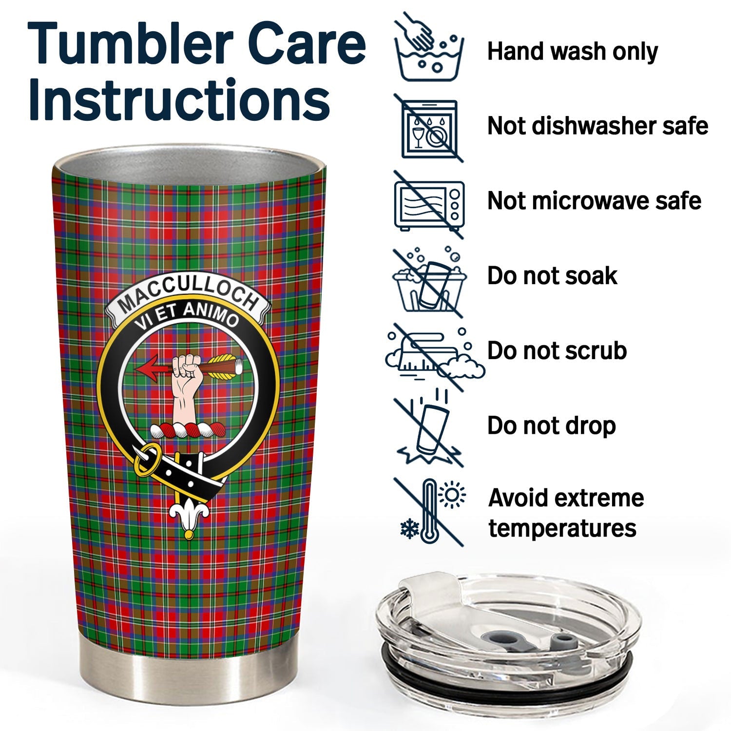 Clan MacCulloch (McCulloch) Tartan Crest Tumbler KB25 Clan McCulloch Tartan Today   