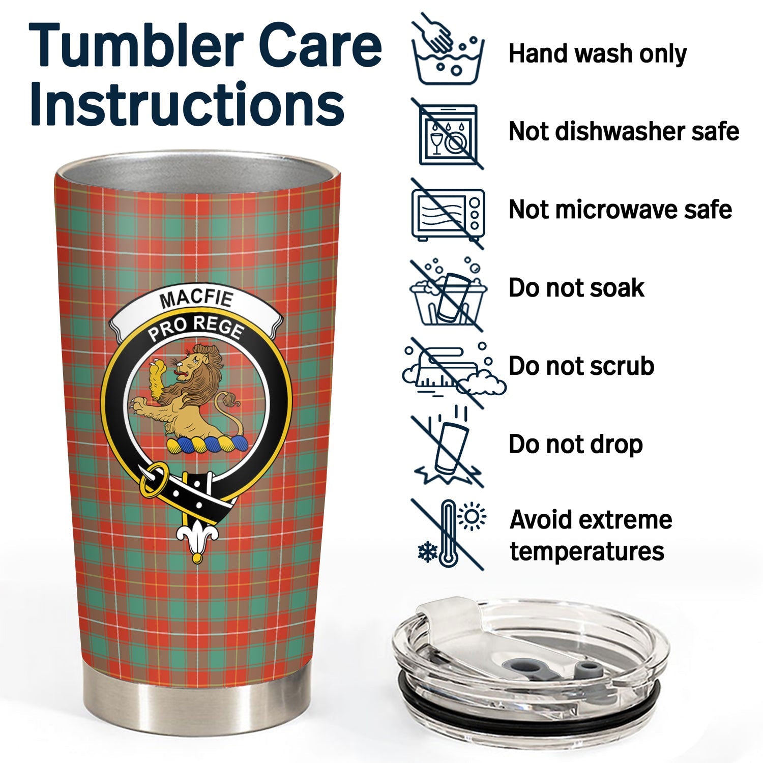 Clan MacFie Ancient Tartan Crest Tumbler NH88 Clan MacPhee_MacFie Tartan Today   