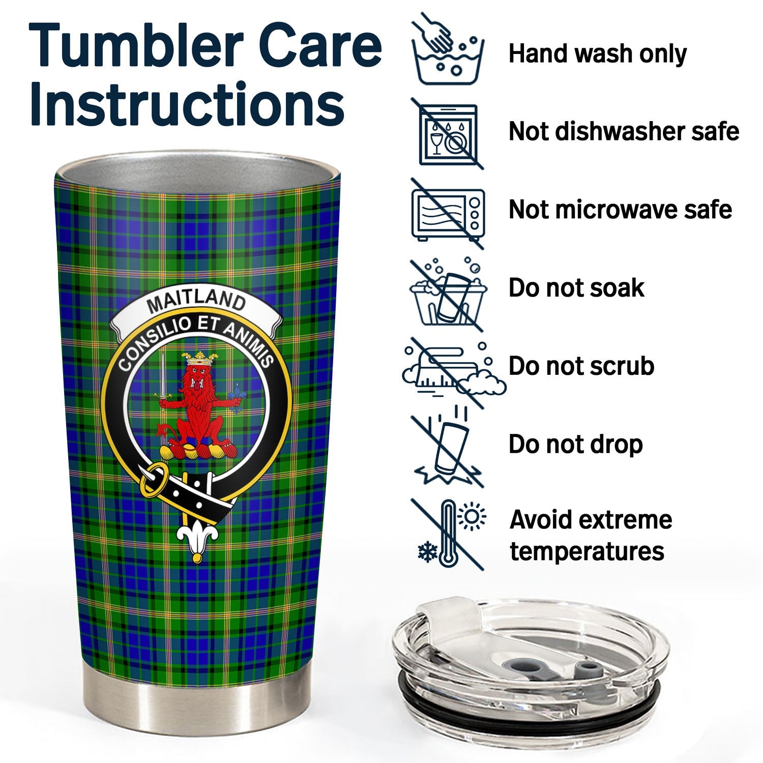 Clan Maitland Tartan Crest Tumbler LJ53 Clan Maitland Tartan Today   