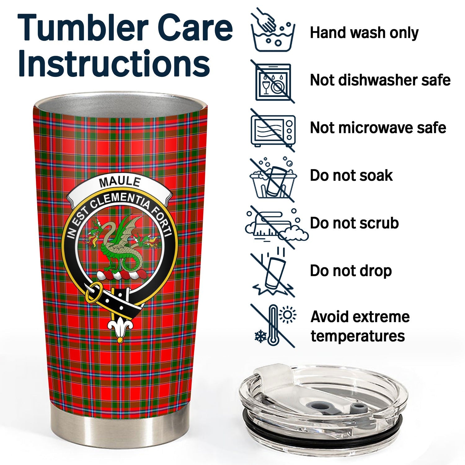 Clan Maule Tartan Crest Tumbler VV75 Clan Maule Tartan Today   