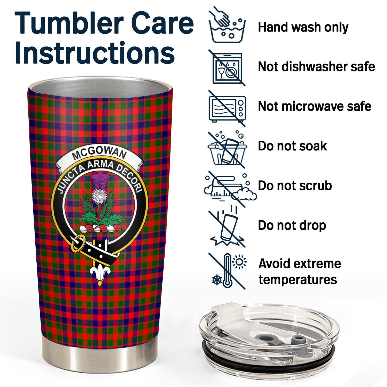 Clan McGowan Tartan Crest Tumbler WZ32 Clan MacGowan (McGowan) Tartan Today   