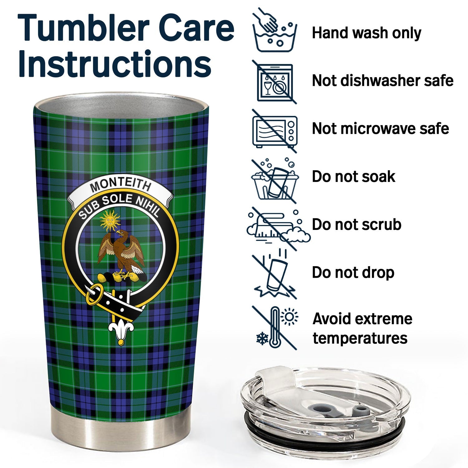 Clan Monteith Tartan Crest Tumbler KU47 Clan Monteith Tartan Today   