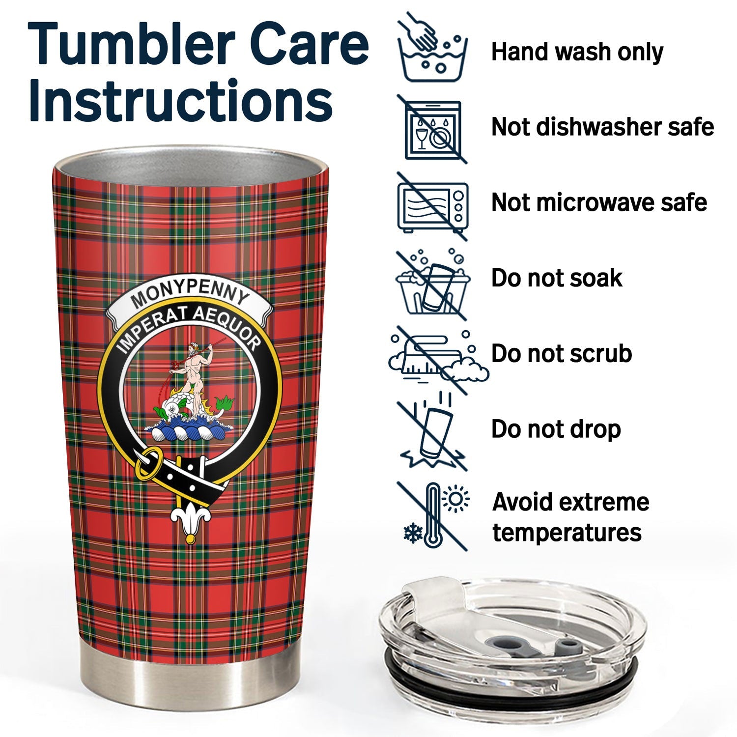 Clan Monypenny Tartan Crest Tumbler PM97 Clan Monypenny Tartan Today   