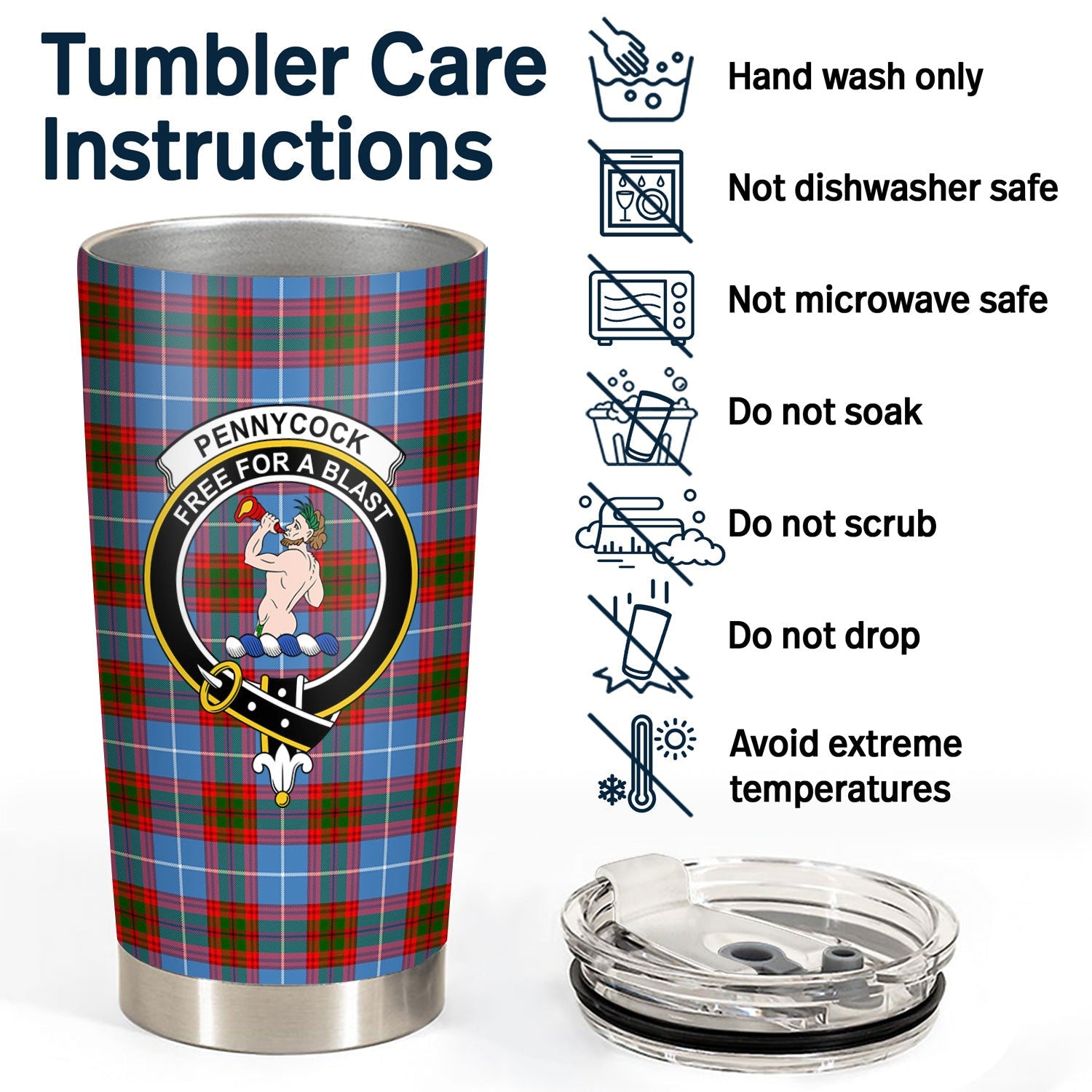 Clan Pennycook Tartan Crest Tumbler JA51 Clan Pennycook Tartan Today   