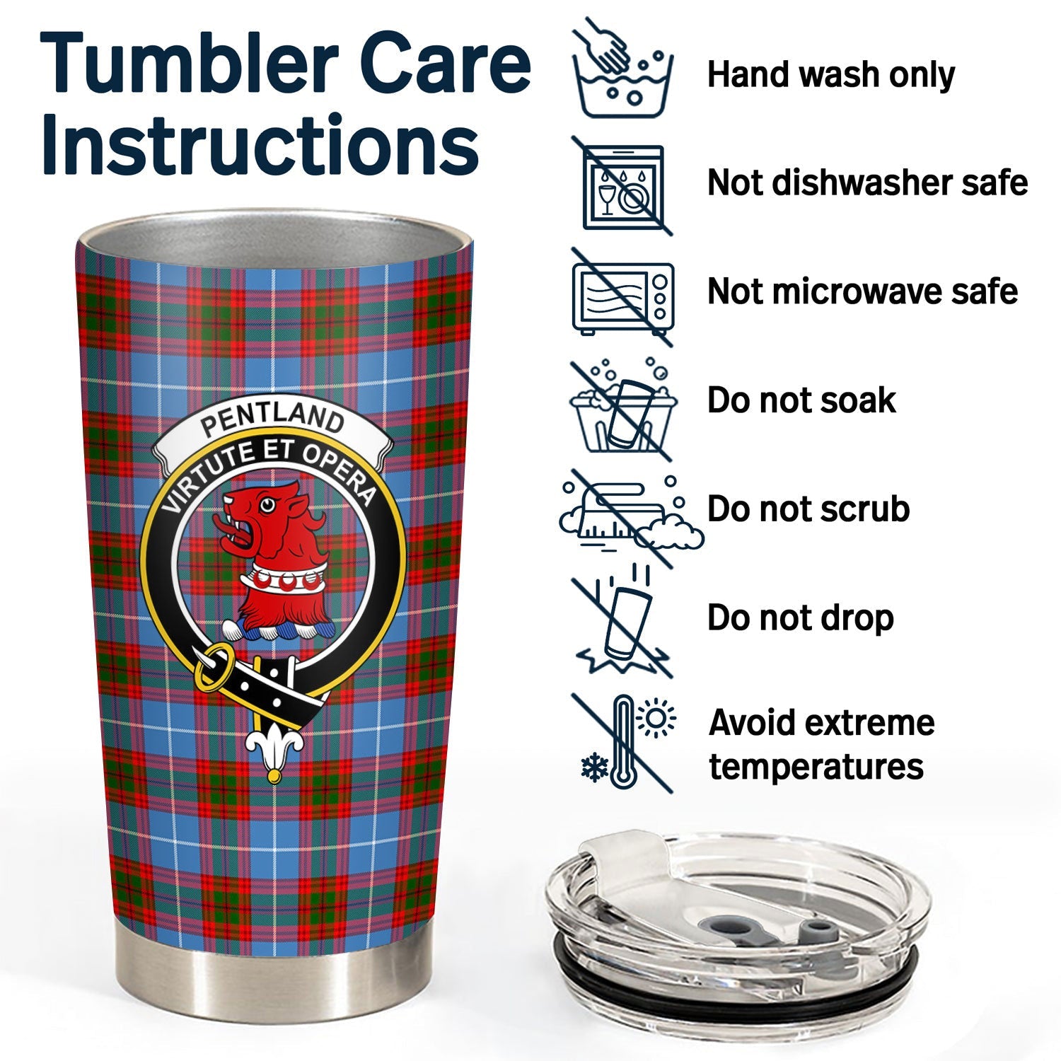 Clan Pentland Tartan Crest Tumbler CY16 Clan Pentland Tartan Today   