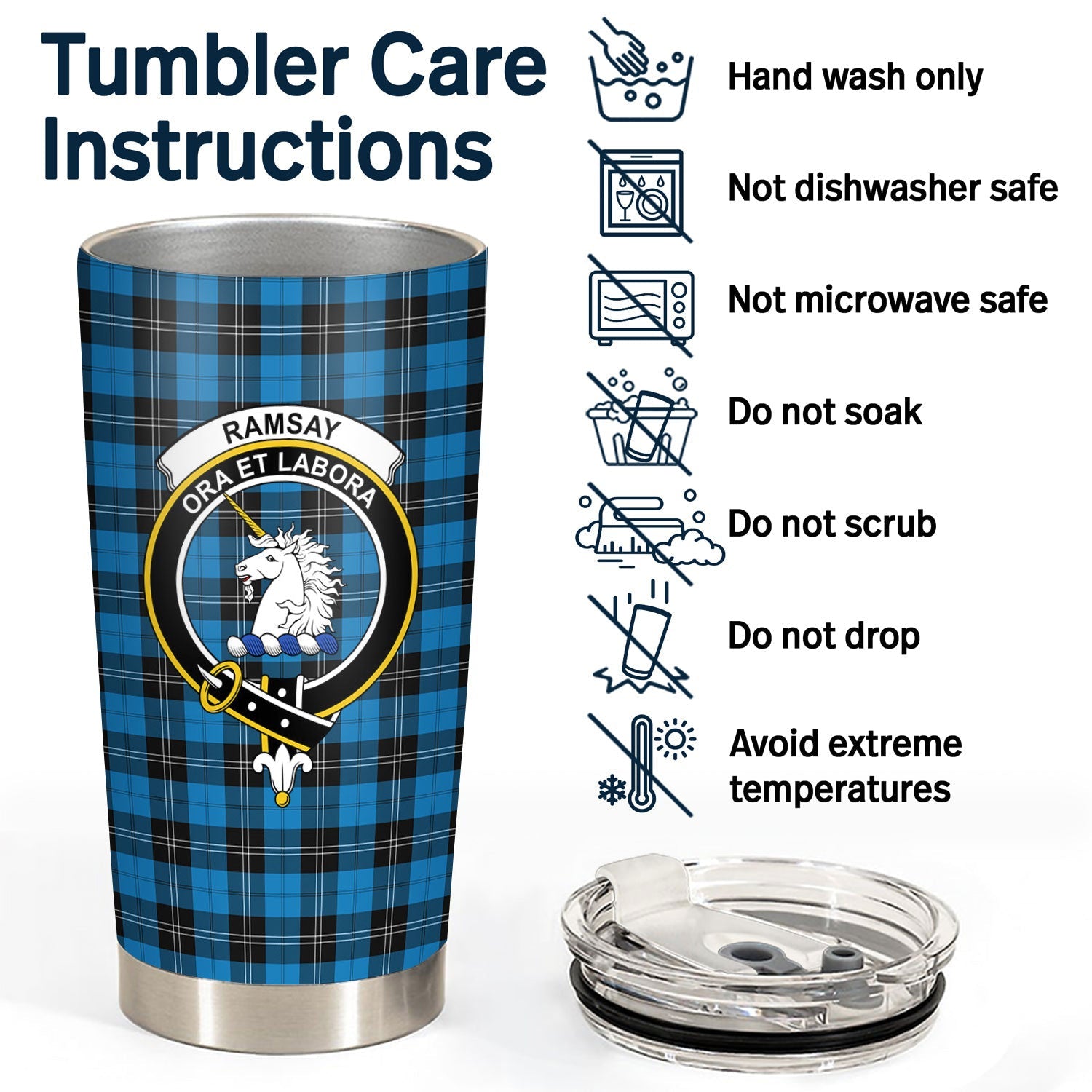 Clan Ramsay Blue Ancient Tartan Crest Tumbler ES85 Clan Ramsay Tartan Today   