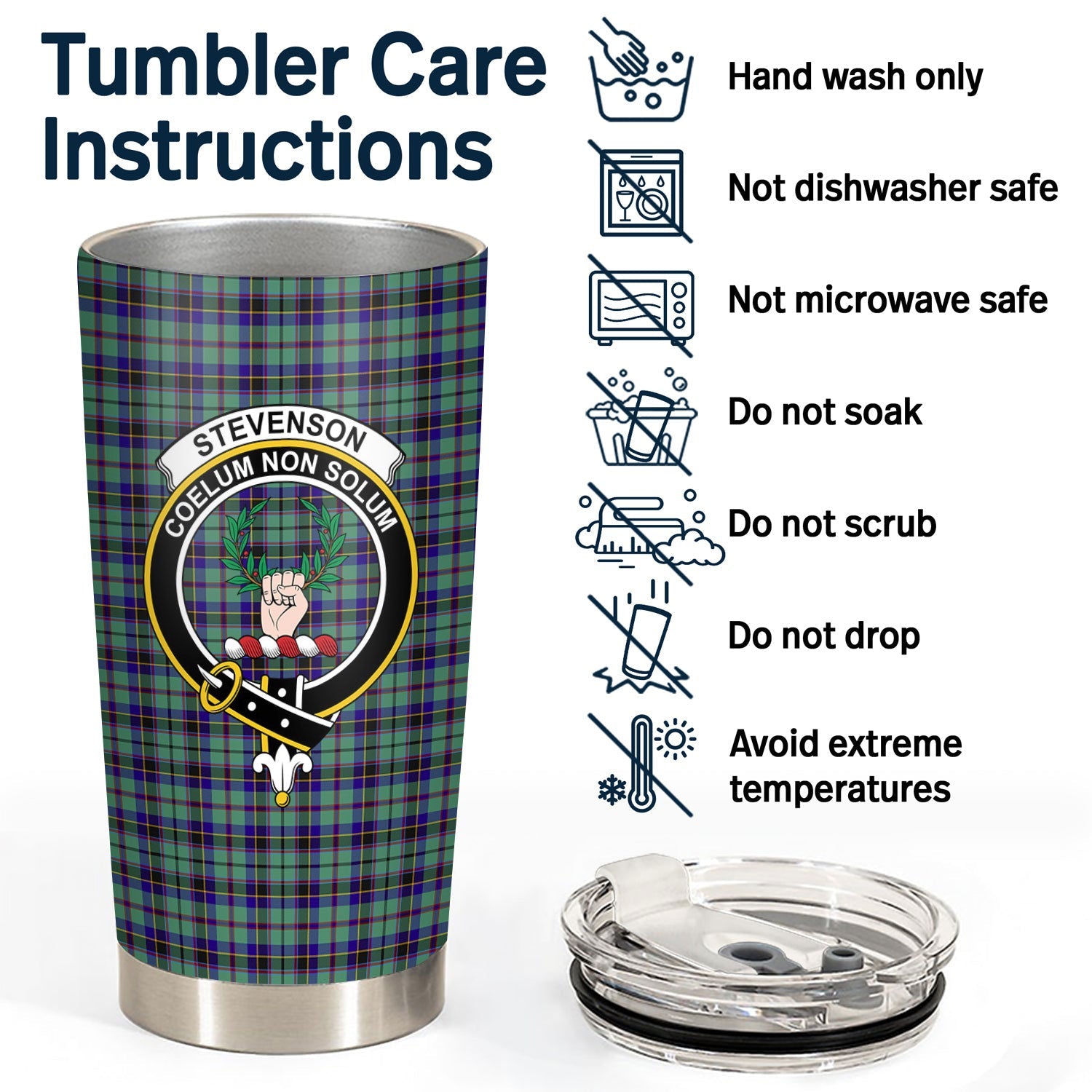 Clan Stevenson Tartan Crest Tumbler HQ81 Clan Stevenson Tartan Today   