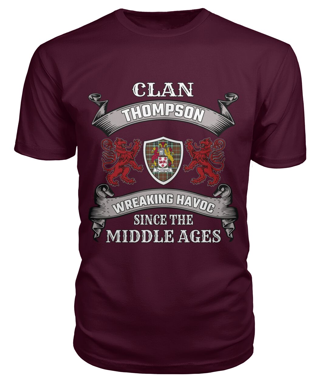 Clan Thompson Family Tartan 2D T-ShirtHW13 Thompson Tartan 2D T-Shirt Tartan T-Shirt Maroon S Thompson Tartan 2D T-Shirt