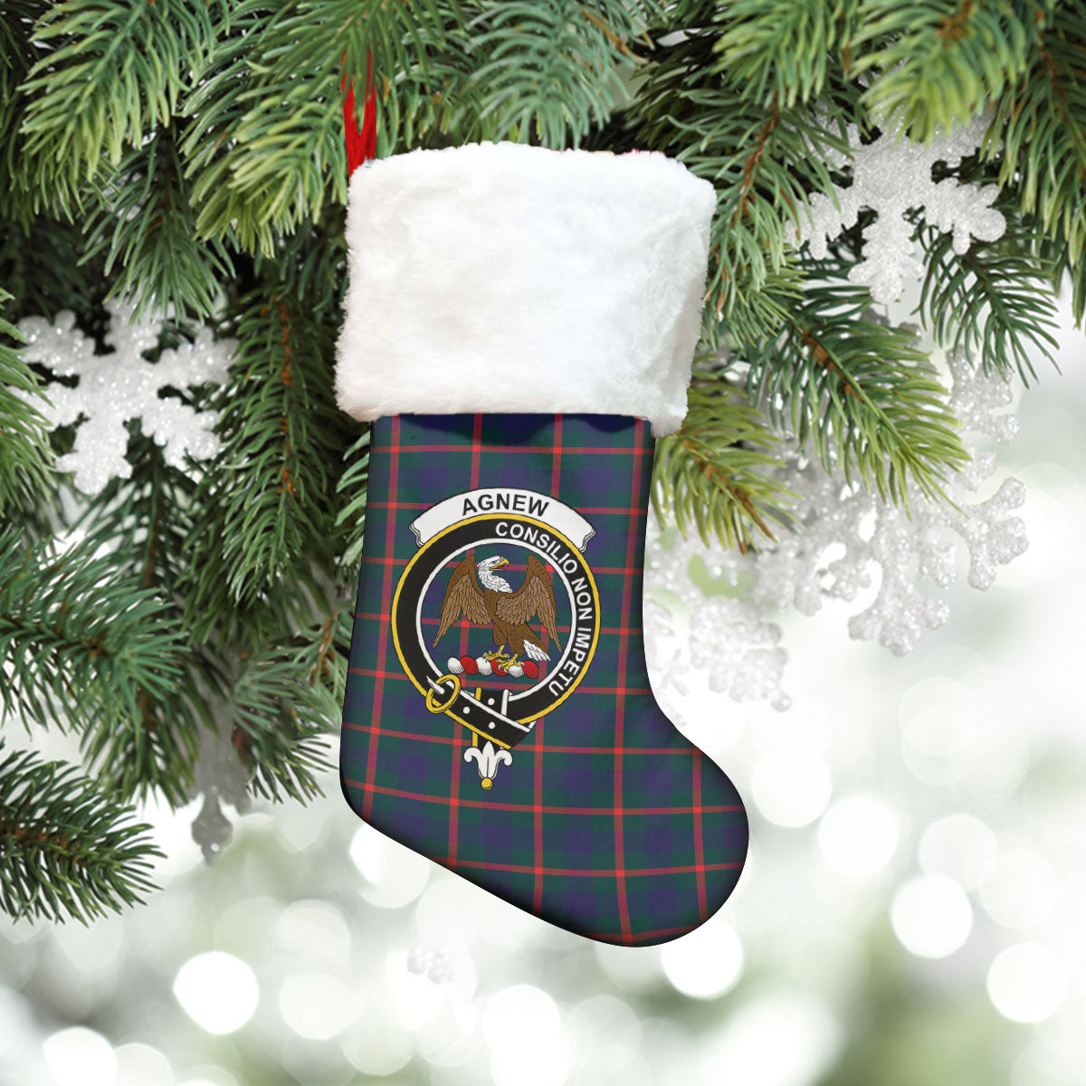 Clan Agnew Modern Tartan Crest Christmas Stocking FR27 Agnew Modern Tartan Tartan Stocking   