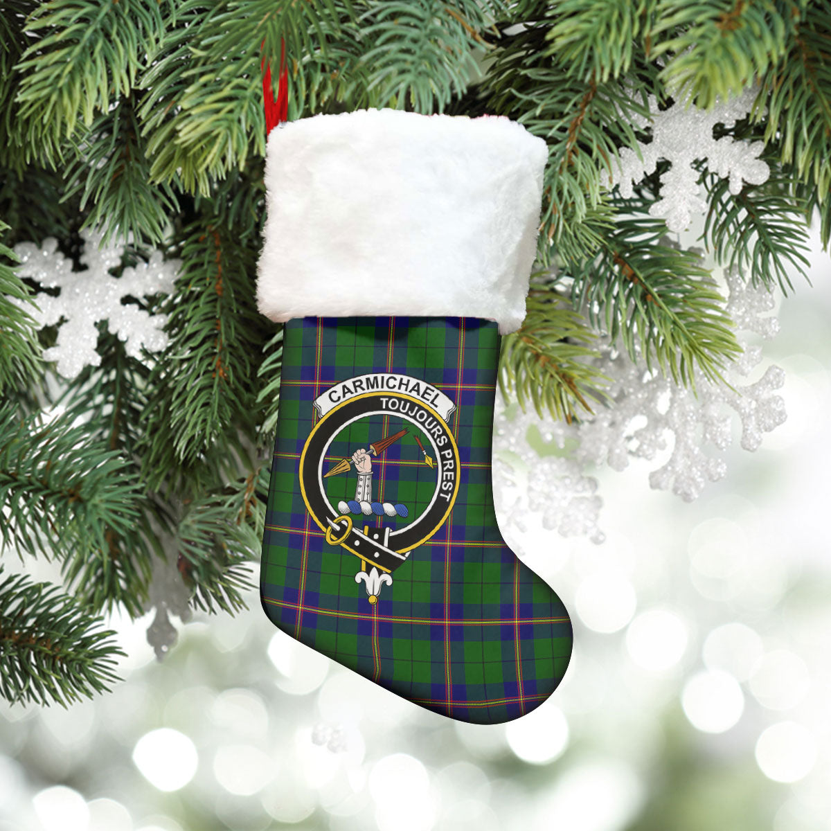 Clan Carmichael Modern Tartan Crest Christmas Stocking OU90 Carmichael Modern Tartan Tartan Stocking   