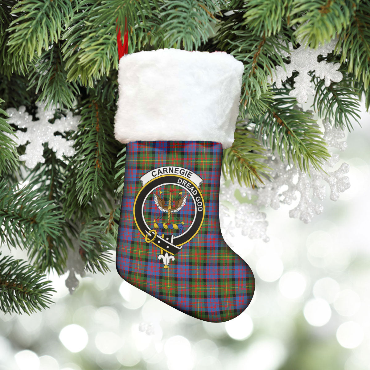 Clan Carnegie Ancient Tartan Crest Christmas Stocking ZZ82 Carnegie Ancient Tartan Tartan Stocking   