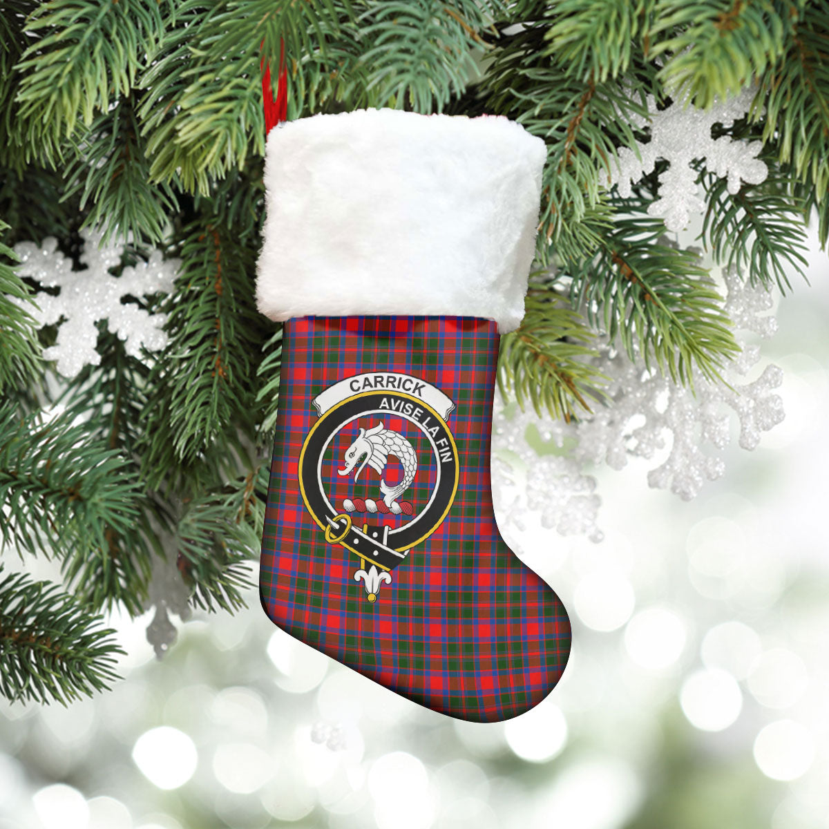 Clan Carrick District Tartan Crest Christmas Stocking NP25 Carrick District Tartan Tartan Stocking   