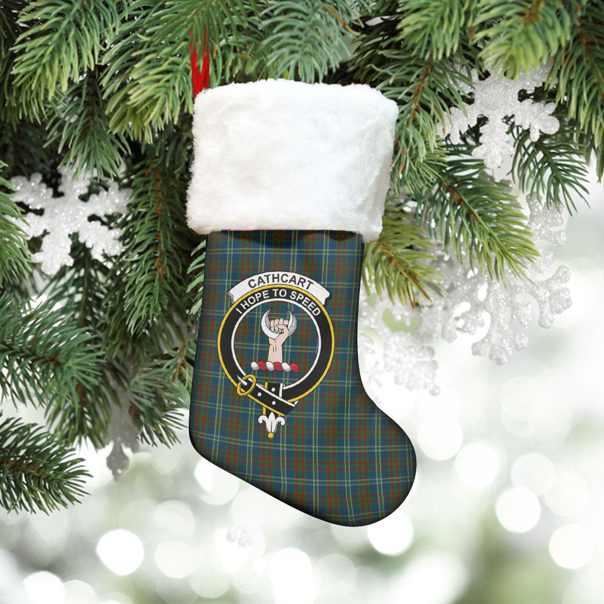 Clan Cathcart Tartan Crest Christmas Stocking AE67 Cathcart Tartan Tartan Stocking   