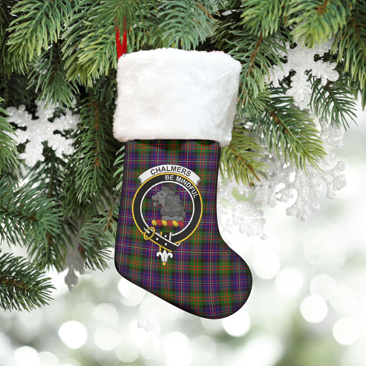 Clan Chalmers Tartan Crest Christmas Stocking ZU90 Chalmers Tartan Tartan Stocking   