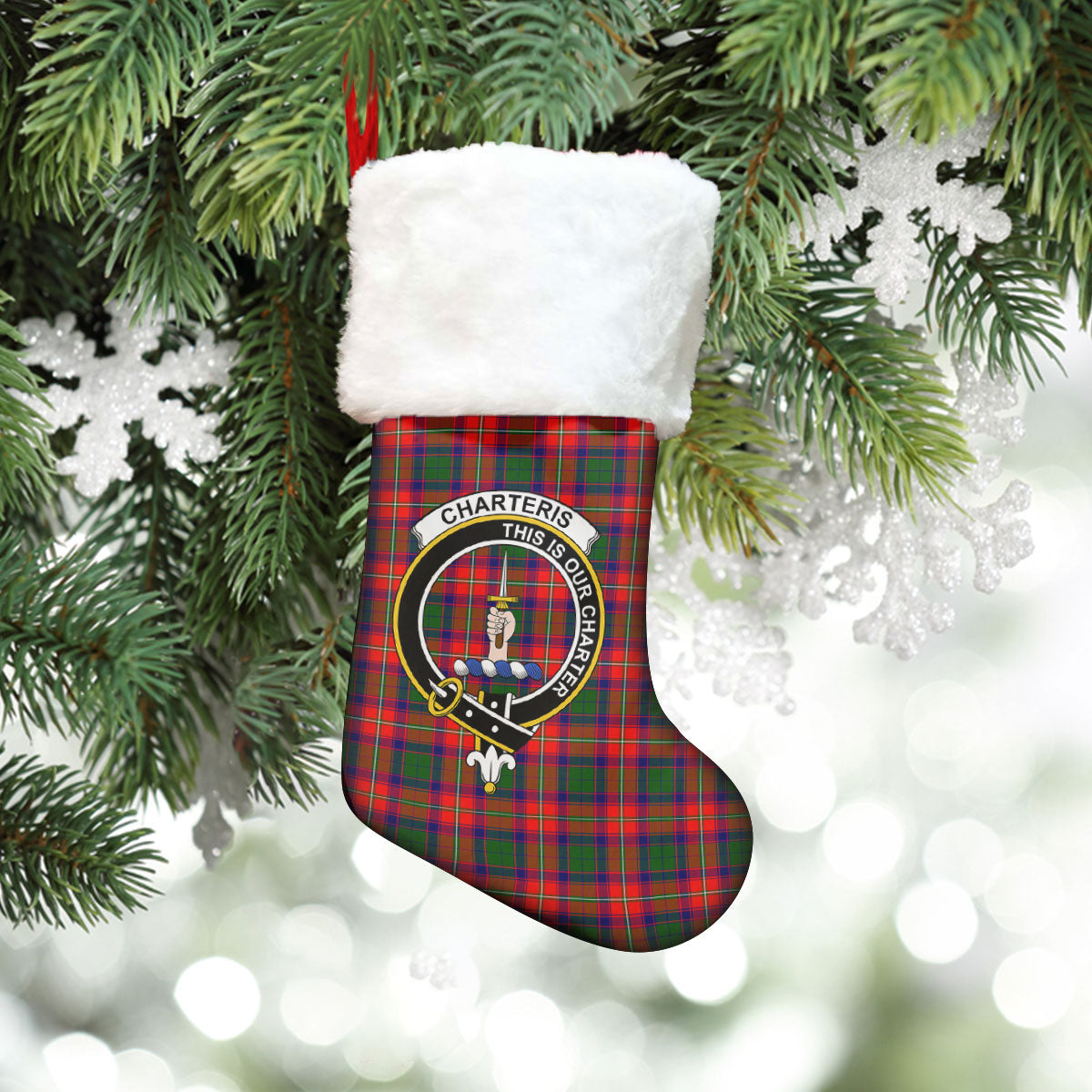 Clan Charteris (Earl of Wemyss) Tartan Crest Christmas Stocking FY69 Charteris (Earl of Wemyss) Tartan Tartan Stocking   