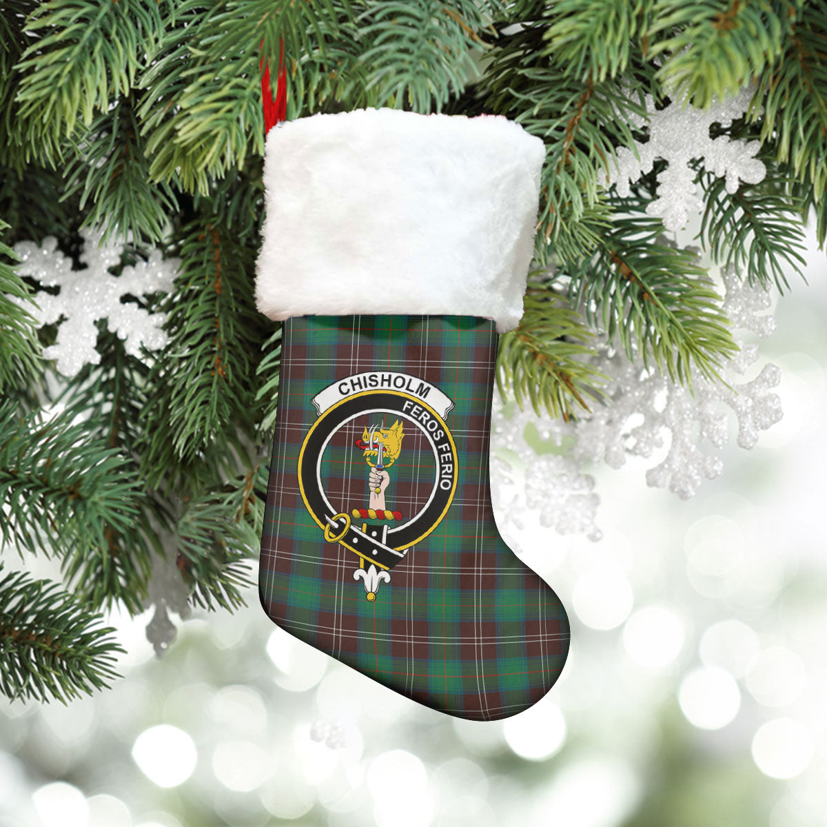 Clan Chisholm Hunting Ancient Tartan Crest Christmas Stocking HO97 Chisholm Hunting Ancient Tartan Tartan Stocking   