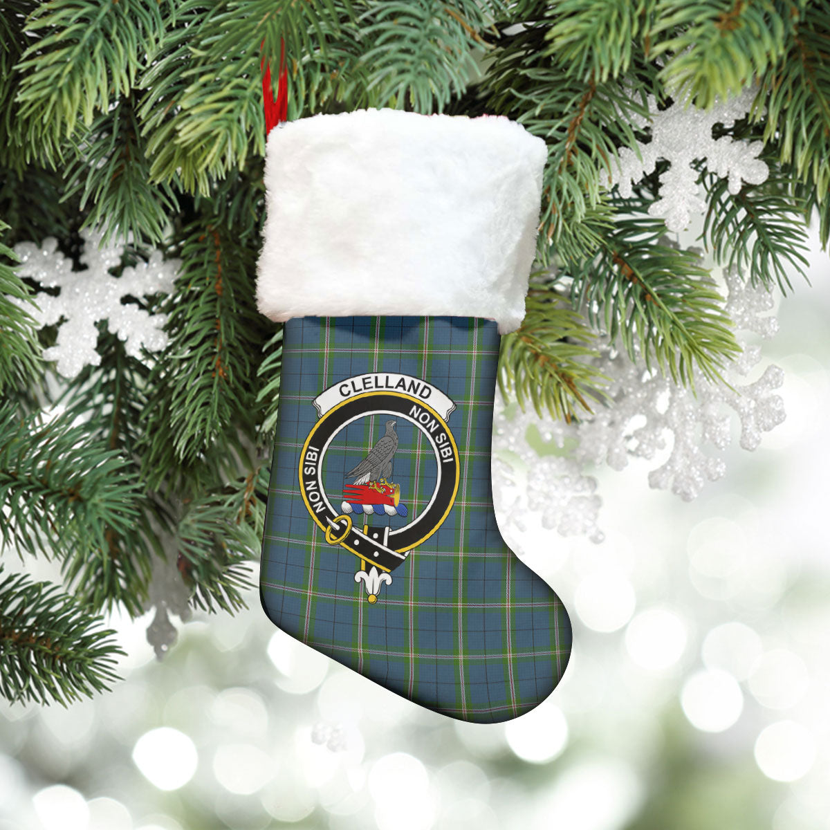 Clan Clelland Tartan Crest Christmas Stocking WA63 Clelland Tartan Tartan Stocking   