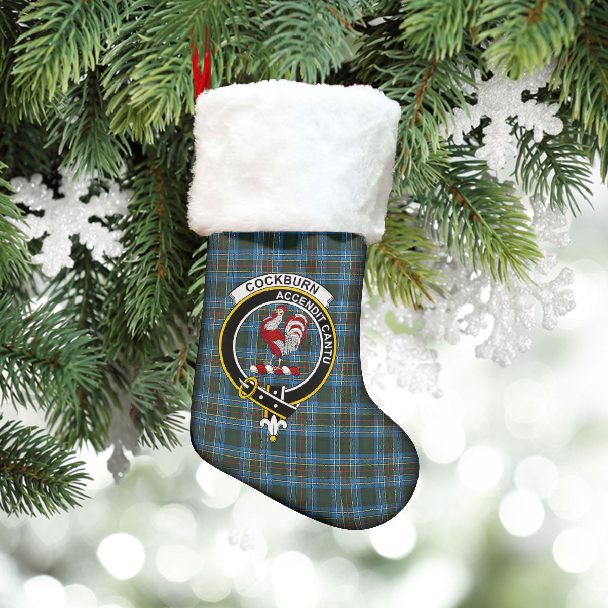 Clan Cockburn Modern Tartan Crest Christmas Stocking RN33 Cockburn Modern Tartan Tartan Stocking   