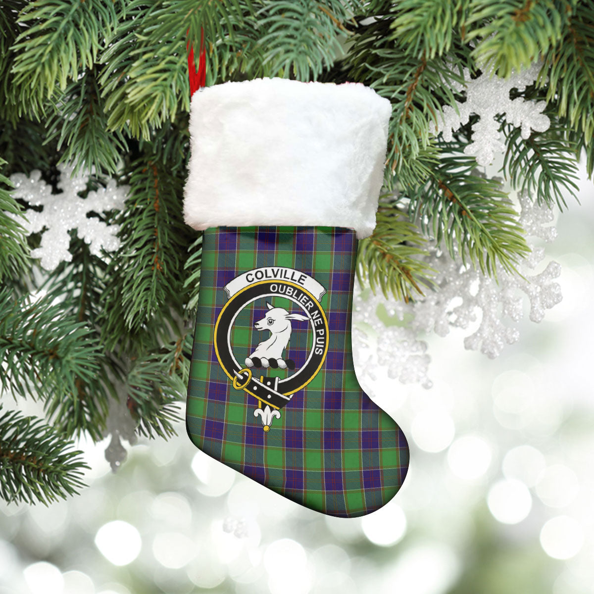 Clan Colville Tartan Crest Christmas Stocking FS22 Colville Tartan Tartan Stocking   